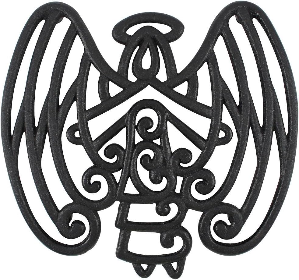 Cara's Casa Angel Trivet - Cast Iron - for Kitchen and Dining Table - Wall Art or Decoration Accessory - Housewarming, Black