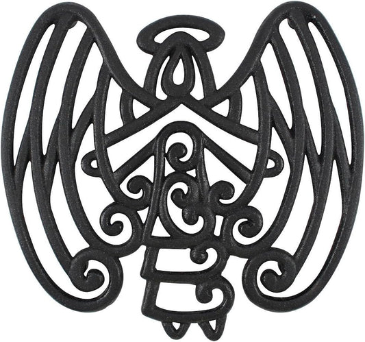 Cara's Casa Angel Trivet - Cast Iron - for Kitchen and Dining Table - Wall Art or Decoration Accessory - Housewarming, Black