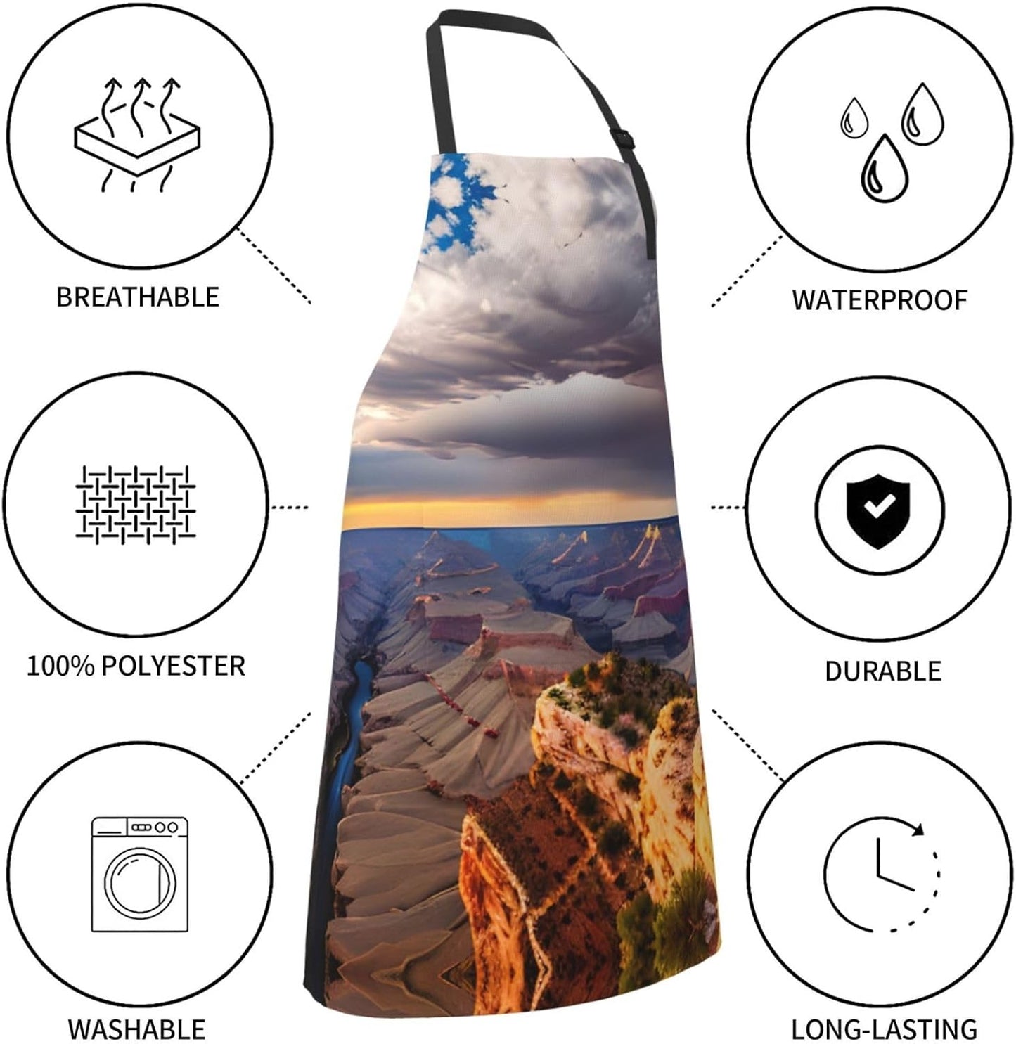 Beauty Grand Canyon 1 print Waterproof chef's apron with pocket apron for kitchen cooking baking barbecue and gardening