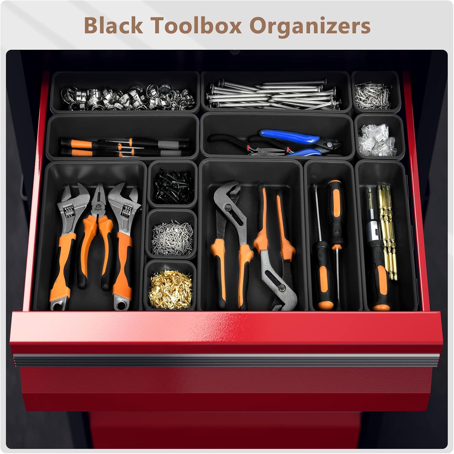 A-LuGei 【𝟰𝟲𝗣𝗖𝗦 & 5 Size】 Tool Box Organizer Tray Divider Set, 【Bl