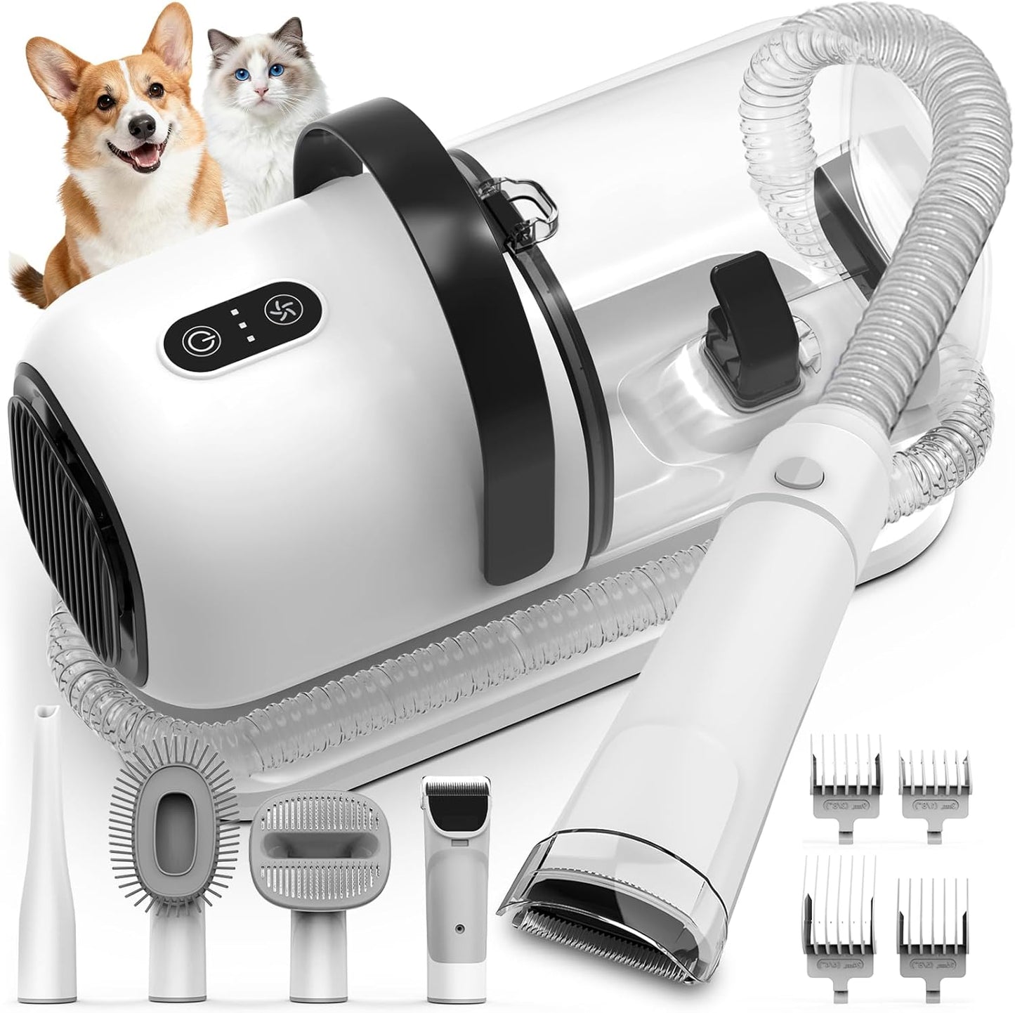 Dog Grooming Vacuum, All-in-One Pet Grooming Kit with Hair Clipper & S