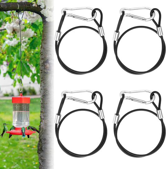 4 Pcs Wire for Bird Feeder Hook 18in Hanging Steel Cable with Carabiner Hook Hanging Chain Cable Rope for Bird Feeders Tree Planters Lanterns Yard Easter Decorations