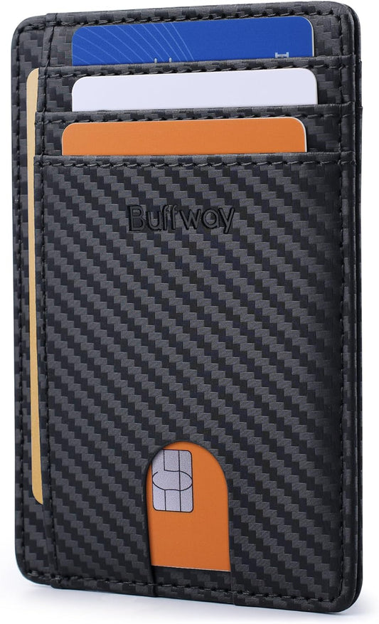 Buffway Slim Minimalist Front Pocket RFID Blocking Leather Wallets for