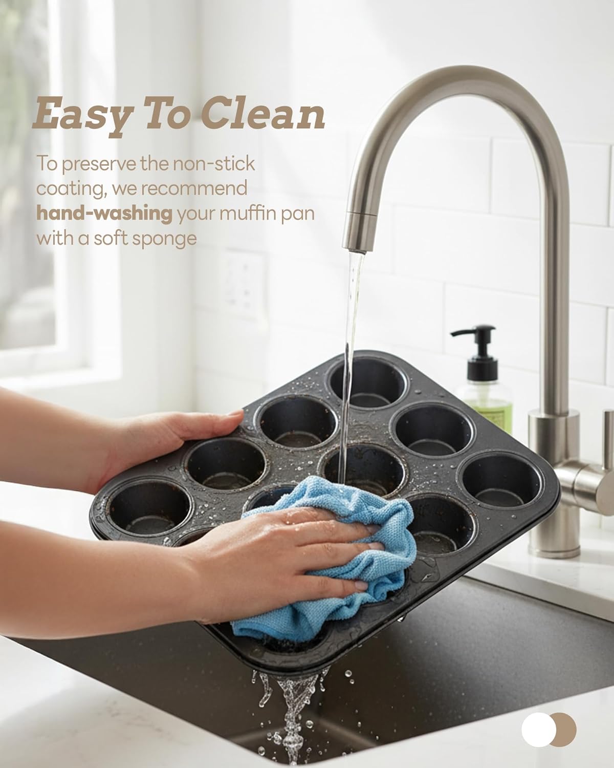 2 Pack Muffin Pan for Baking, Standard Cupcake Pan includes 100 Natura