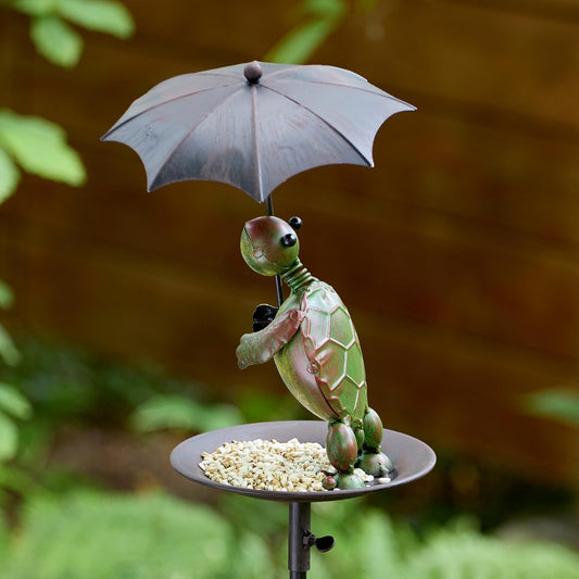 Red Carpet Studios Rainy Day Bird Feeder Metal Garden Stake Yard Décor