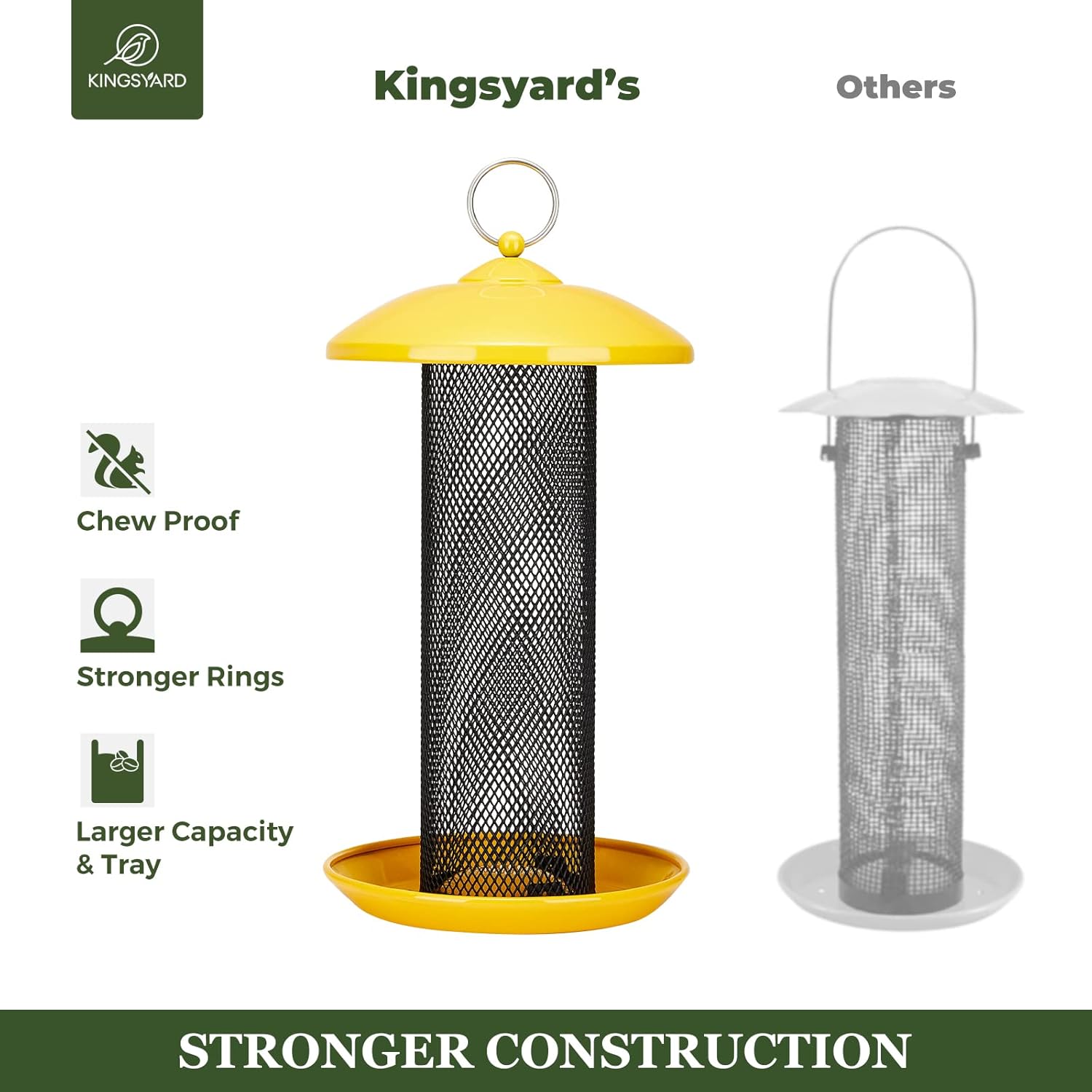Kingsyard Finch Feeders for Outdoors Hanging, Metal Mesh Tube Bird Fee