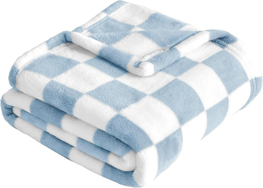 Yurhap Checkered Baby Blanket Fleece Baby Blankets for Boys, Ultra Soft Cozy Fluffy Infant Toddler Newborn Receiving Blankets for Crib Stroller, 30''x40'', Blue