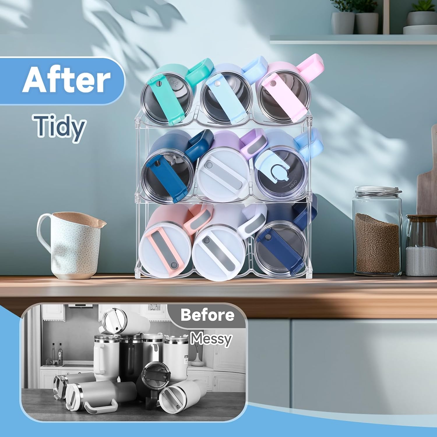 Stackable Water Bottle Organizer for Stanley 40 oz Tumbler, Water Bott
