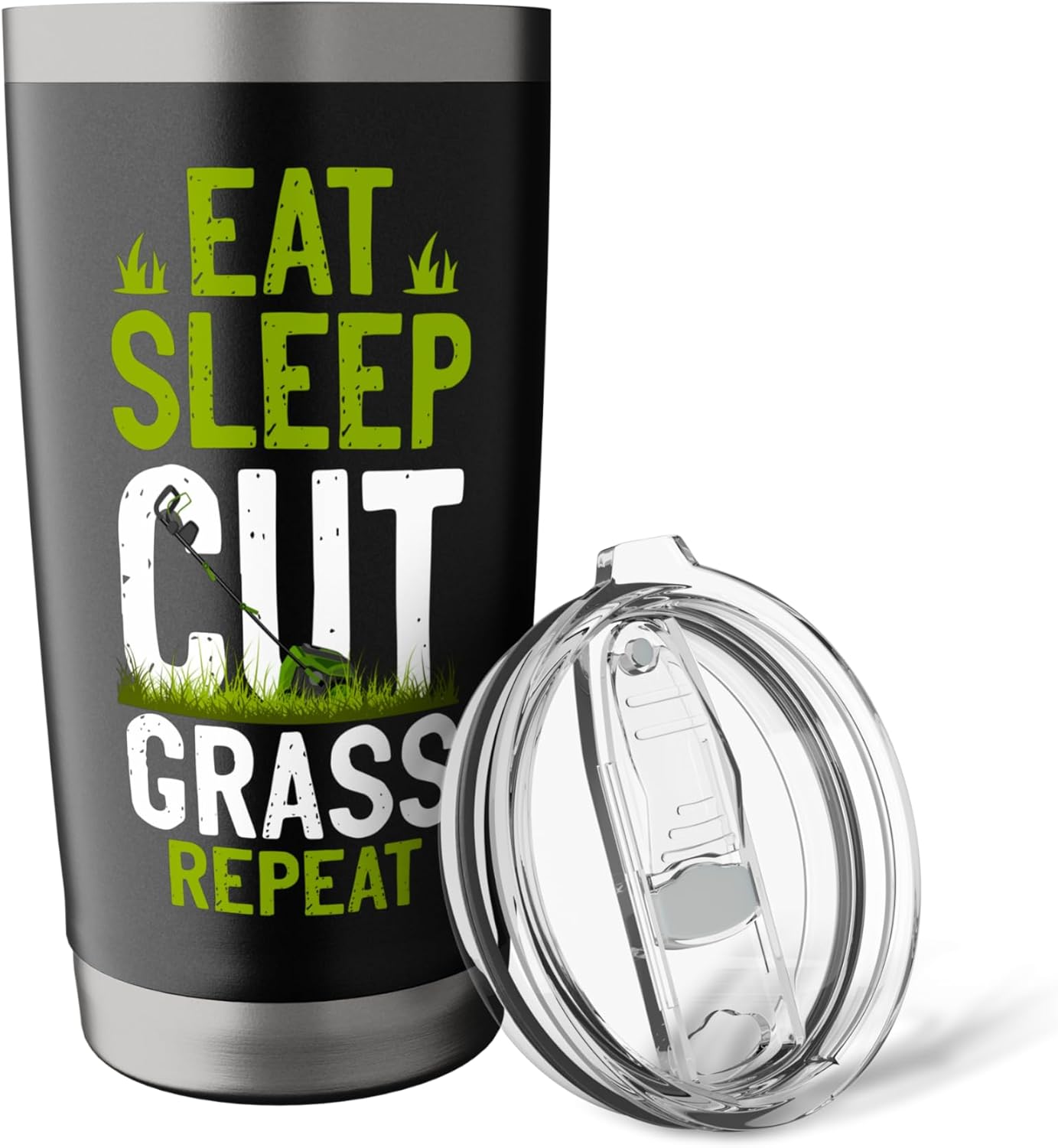 Lawn Mower Mowing Dad Father Landscaper Eat Sleep Cut Grass Stainless Steel Insulated Tumbler
