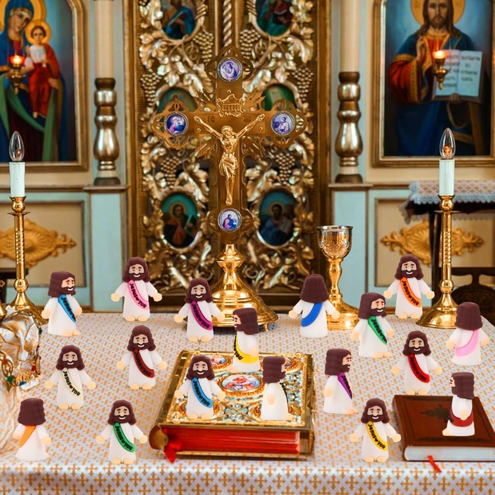 100 Pcs Little Jesus Figures, Jesus Loves You Figures, Mini Jesus Figu