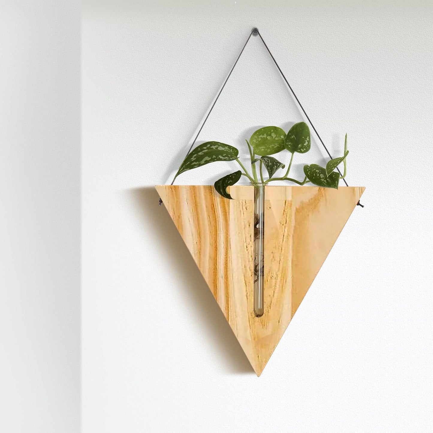 Indoor Wall Planter, Bohemia Flower Vase, Propagation Station, Wooden Hanging Planter, Wall Decor for Living Room (Triangles/Set of 3)