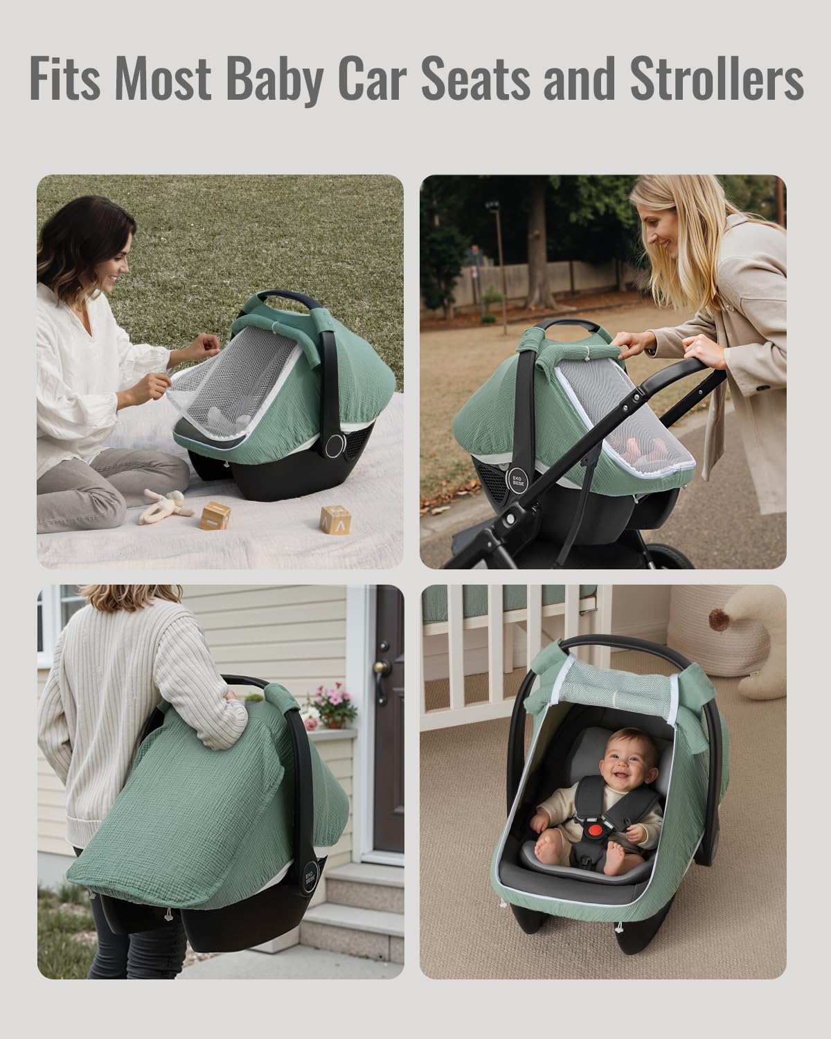 Blissful Diary Baby Car Seat Cover, Extra Large Mesh Window, Breathabl