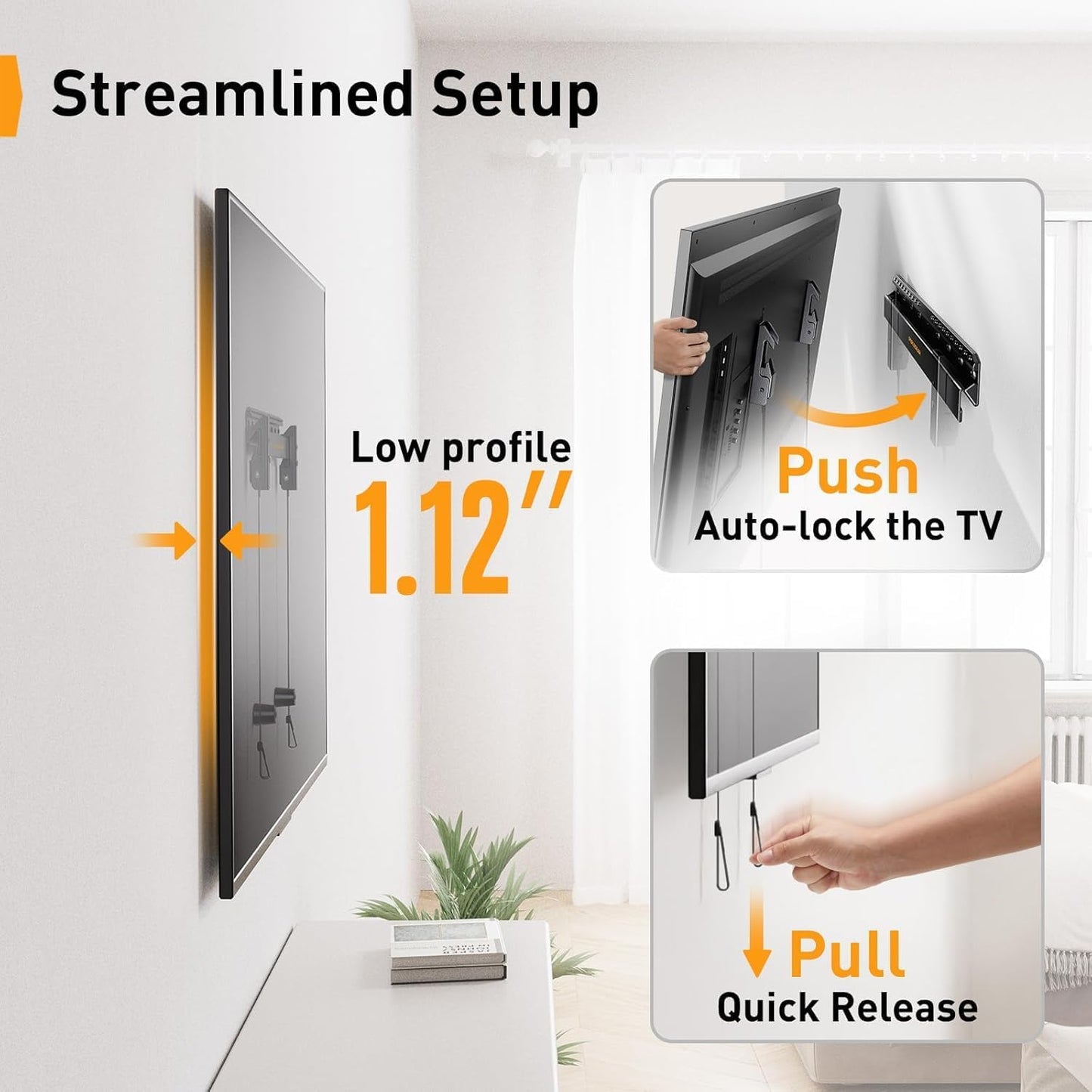 Perlegear No Drill TV Wall Mount for Most 24-65 Inch TVs up to 100 lbs, Studless TV Mount, Drywall TV Bracket with Max VESA 400x400mm, No Stud, Easy Install, Low Profile, PGMT7