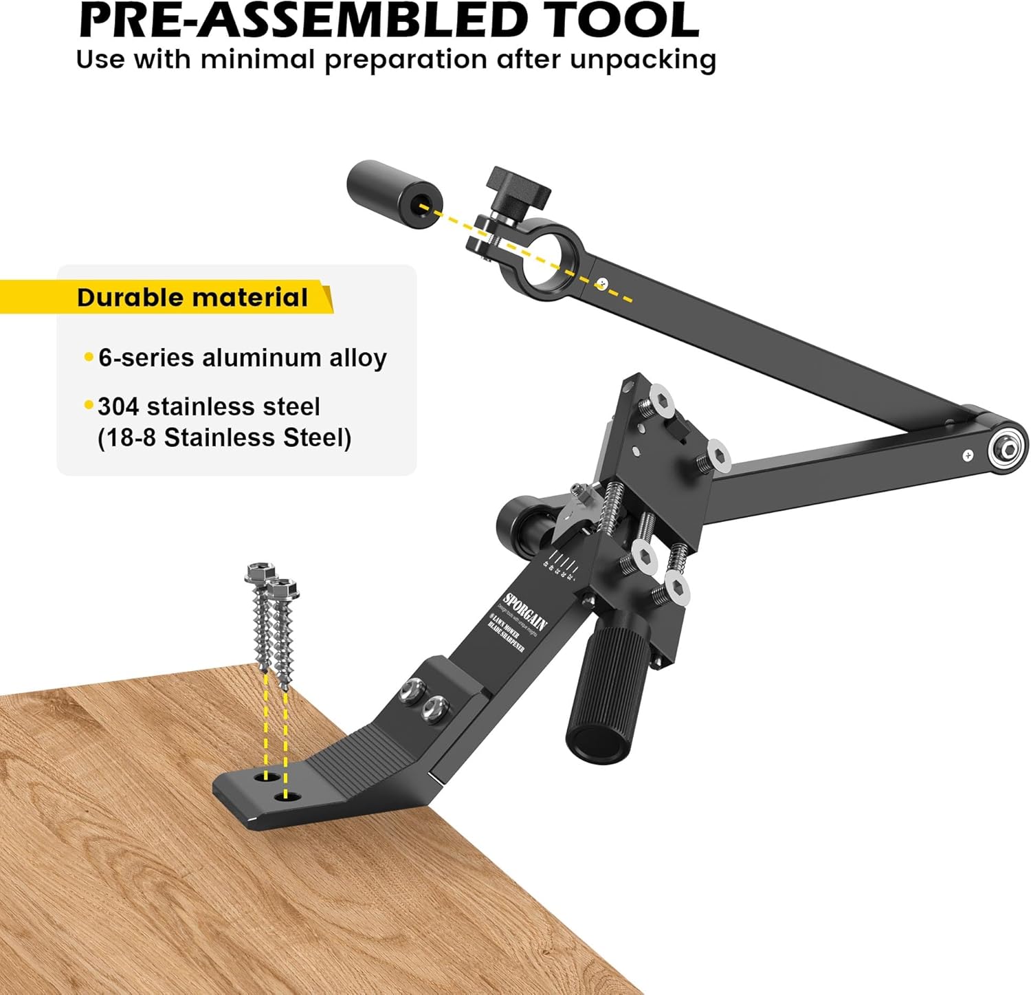 [Updated] Lawn Mower Blade Sharpener 15°-45° Adjustable Frame with Bal