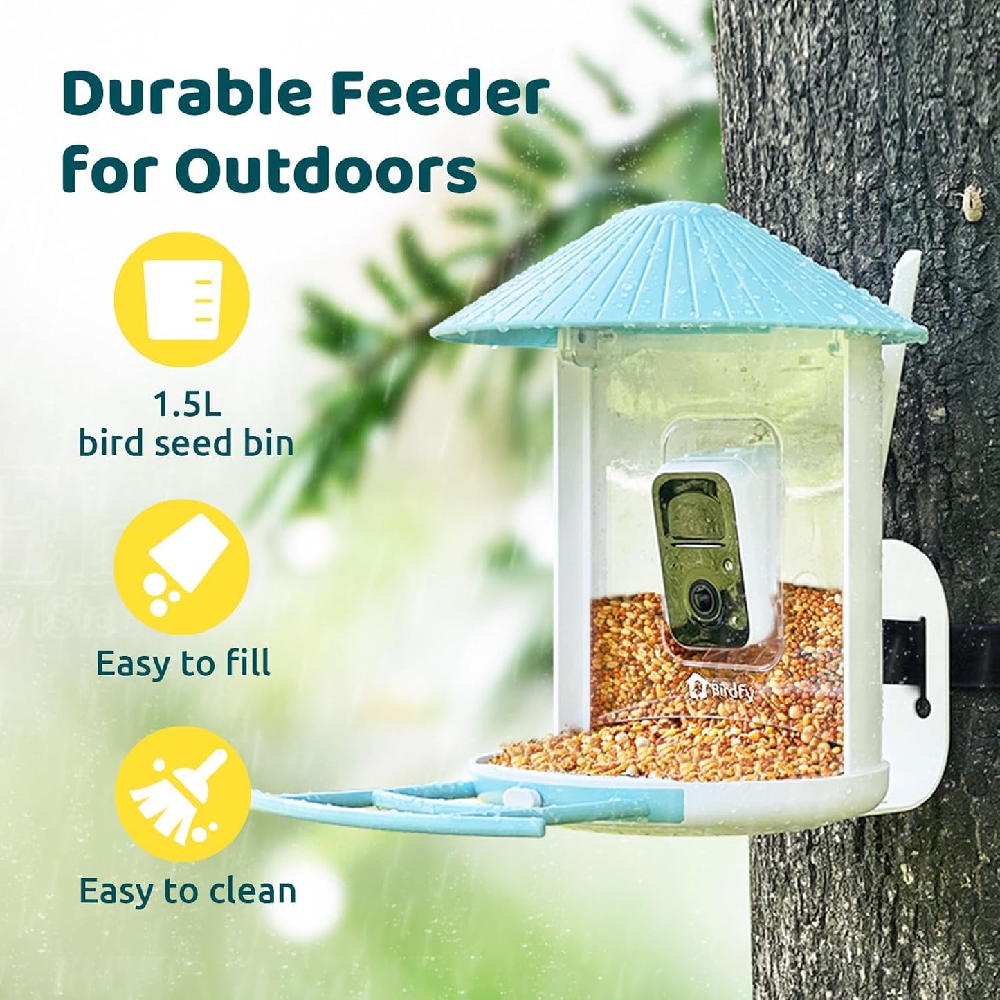 NETVUE Birdfy® Hummee Smart Hummingbird Feeder with Camera, Auto Capture Bird Videos & Birdwatching Up-Close, 2 in 1 Feeders Attract More Hummingbirds, Ideal Present for Bird Lover