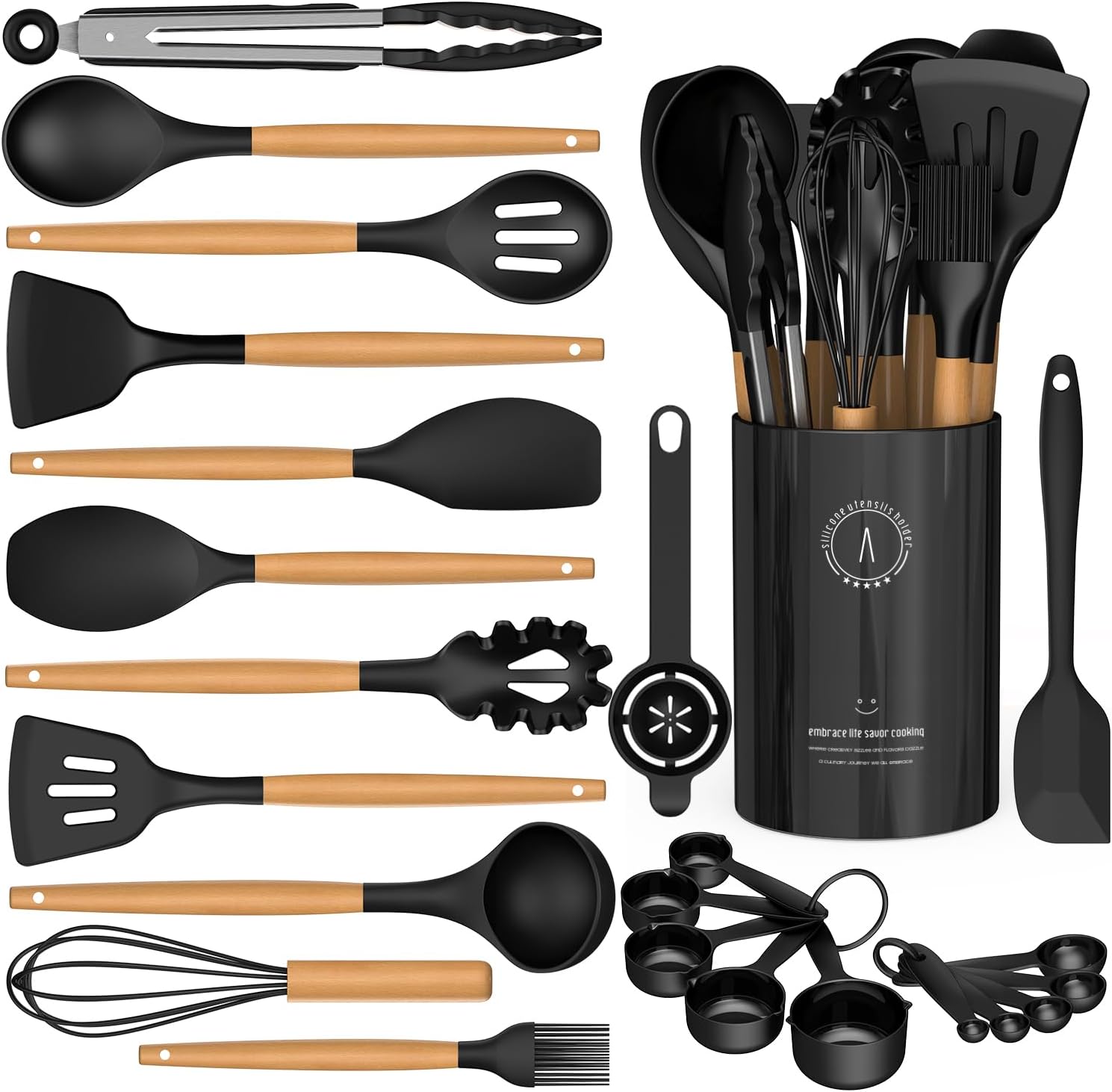 Silicone Cooking Utensils Set - AVGPD Silicone Kitchen Utensils for Co