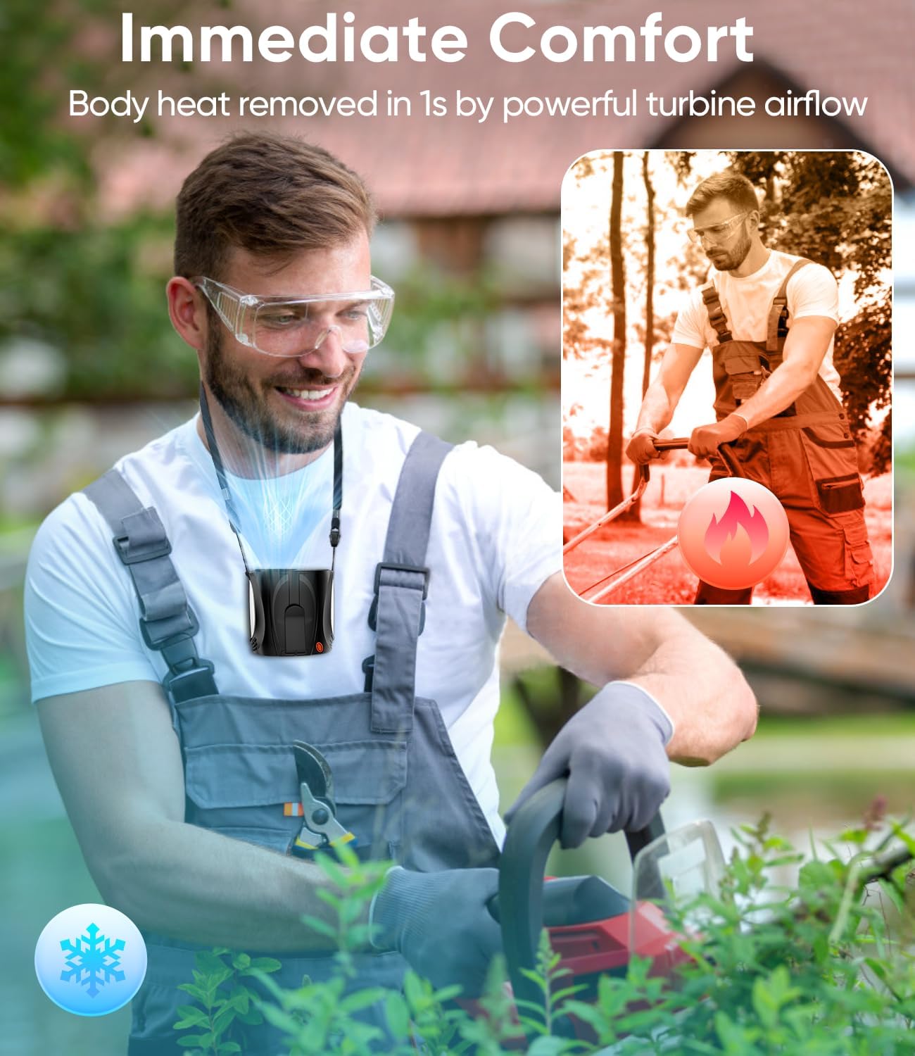 AI Portable Waist Fan, 6 Speeds 16000RPM Strong Turbo Airflow, 40H Max Cooling Battery Powered Personal Fan Rechargeable, Hands-Free Shirt/Belt/Neck Fan for Work, Outdoor, Travel, Gift for Men