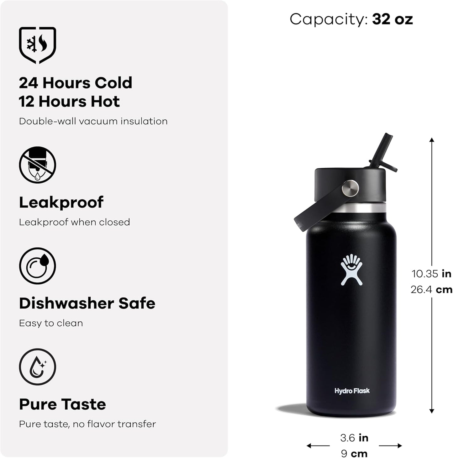 Hydro Flask Water Bottle - Insulated Stainless Steel - Wide Straw Lid, Non Spill, Leakproof in 32 Oz Indigo Blue