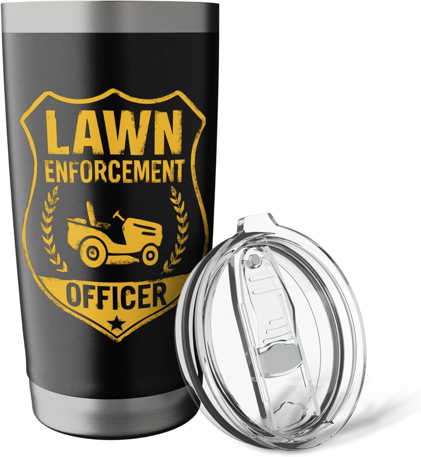 Lawn Enforcement Officer Funny Grass Patrol Badge Tee Stainless Steel Insulated Tumbler