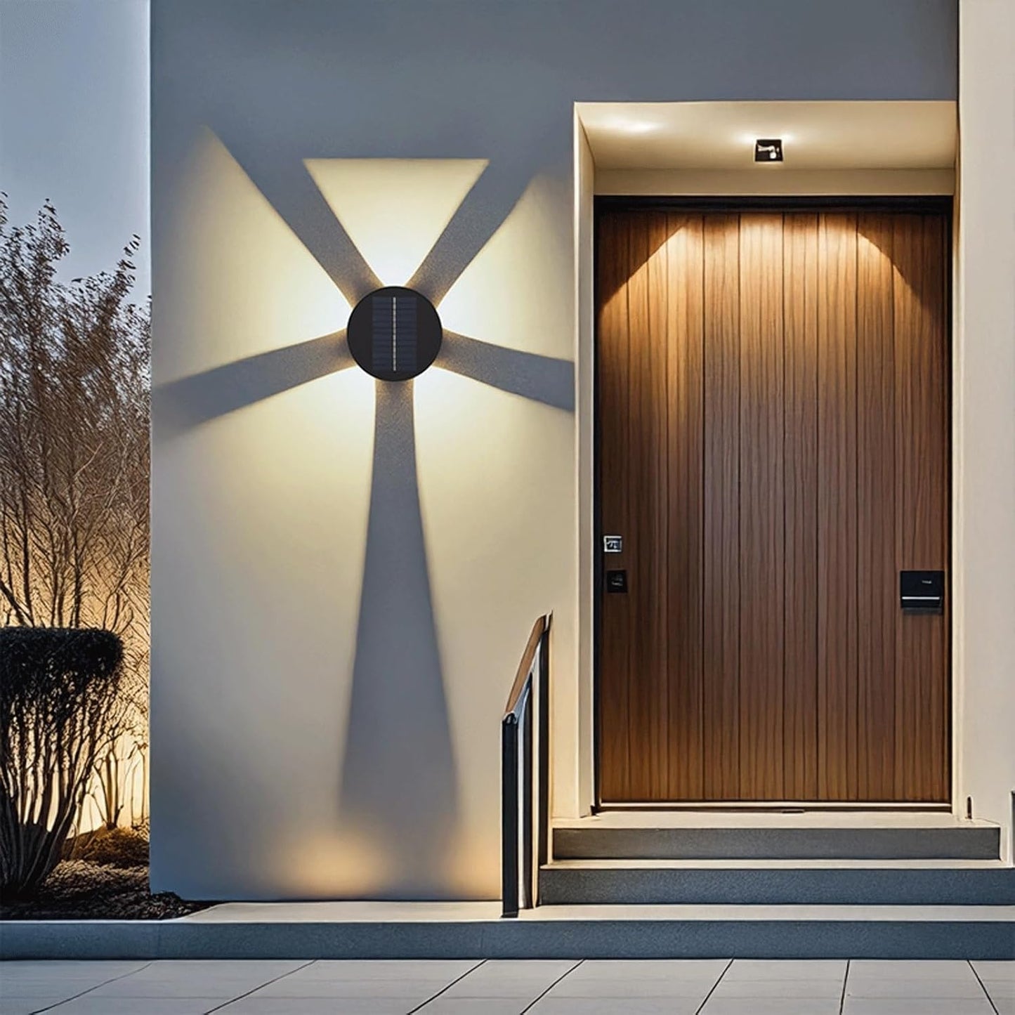 Solar Outdoor Wall Sconce, Solar Wall Light, Exterior Solar Wall Lamp Sunburst Round Design Waterproof Dusk to Dawn Wall Lantern Lighting for Porch Patio Garden Terrace Yard Cottage(Small)