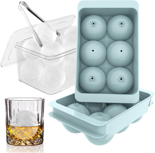 WIBIMEN Large Ice Cube Molds, Big Round Whiskey Ice Cube Trays for Fre