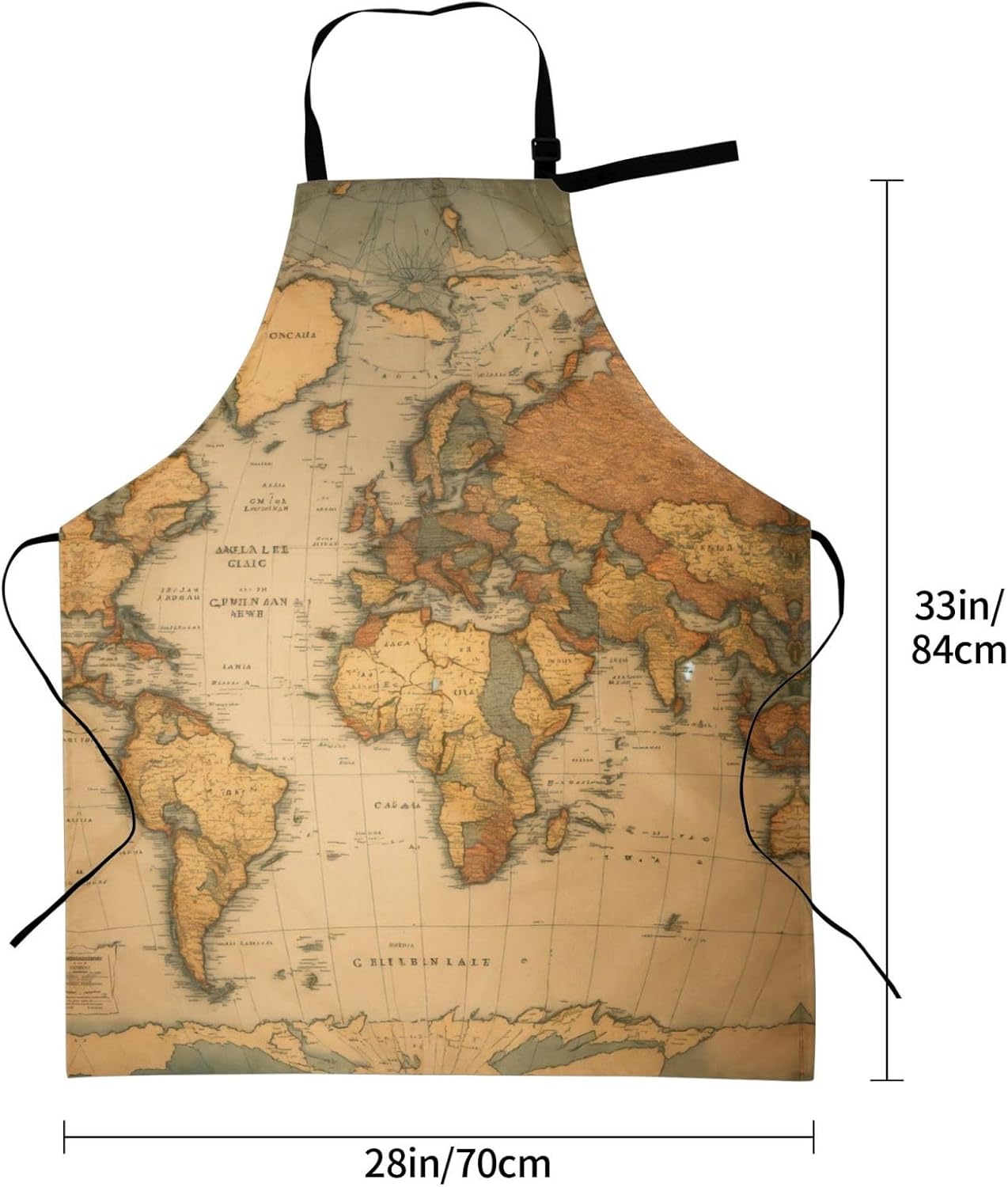 World Map print Waterproof chef's apron with pocket apron for kitchen 