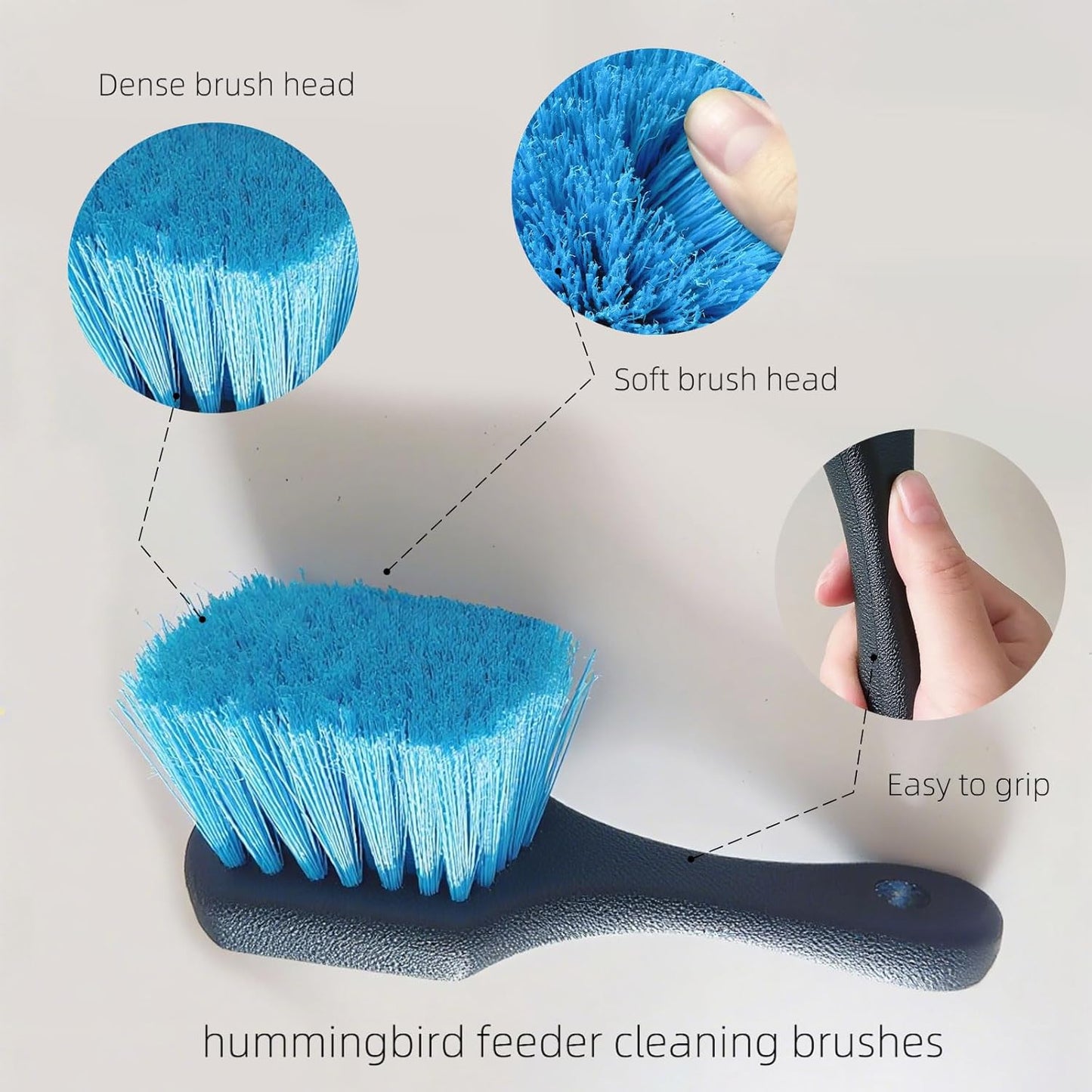 2 Pcs Bird Bath Brushes，Bathtub Cleaning Brush，Hummingbird Feeder Cleaning Brushes，Fountain Cleaner Safe for Birds and Cage，Concrete Bird Baths for Outdoors (Soft Brush with Big Brushing Surface)