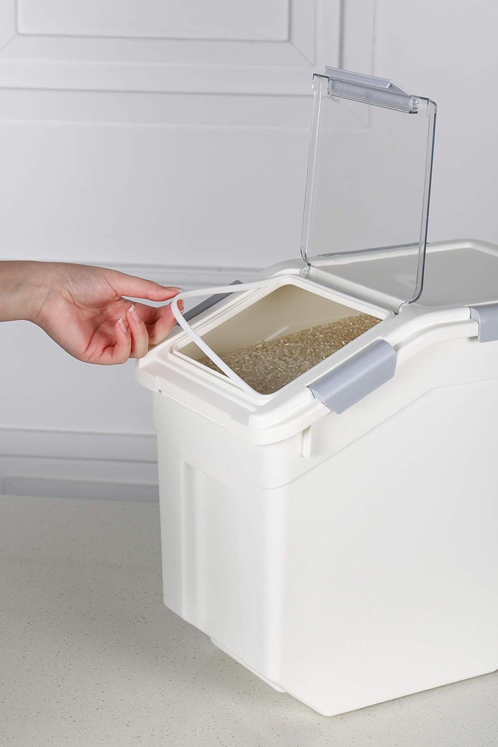 EonTone [2-Pack] 30 lbs Rice Storage Container, 15L Airtight Food Bin 