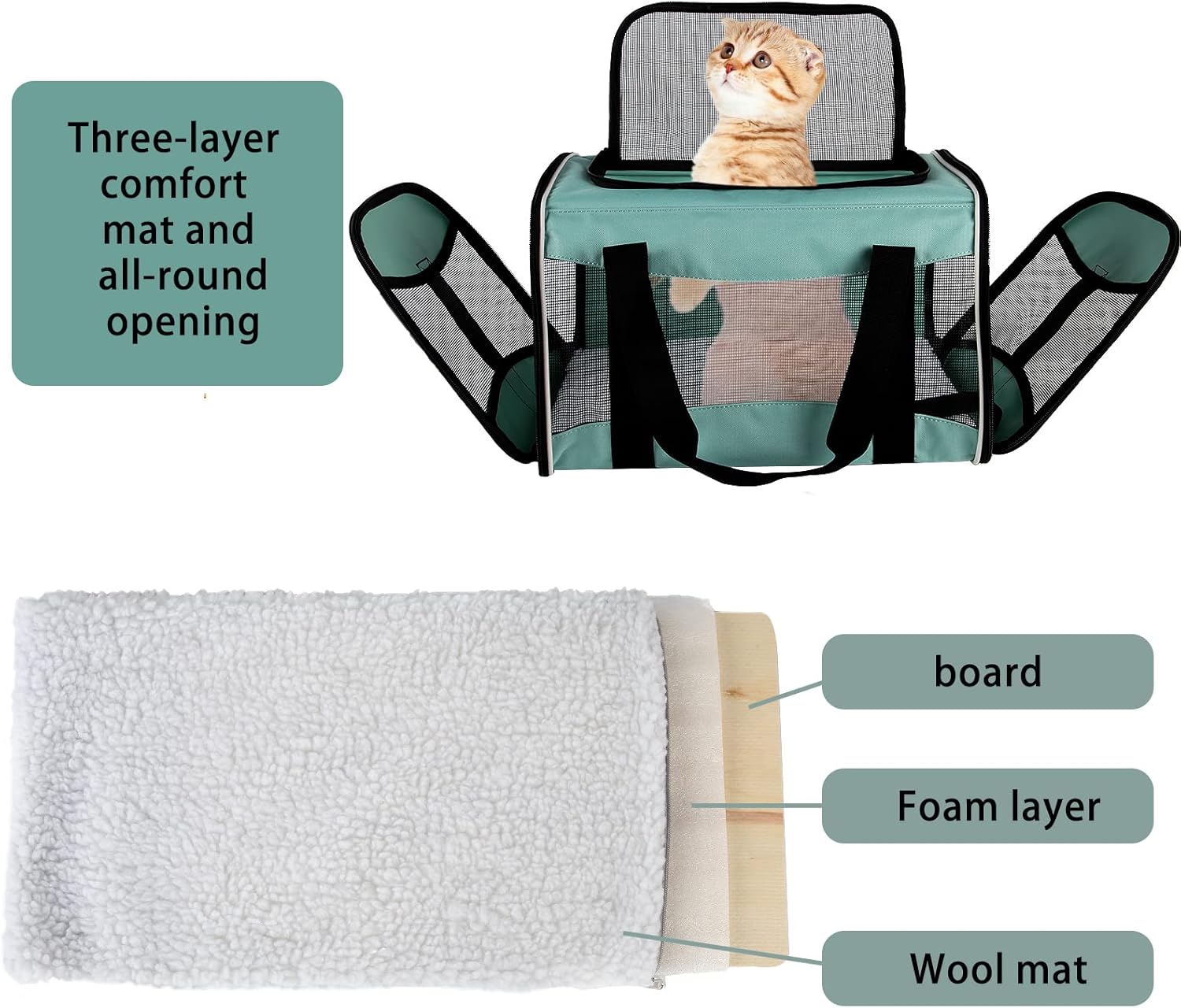 Cat Carrying Case Pet Dog Carrier Soft-Sided Cat Bag Airline Approved,