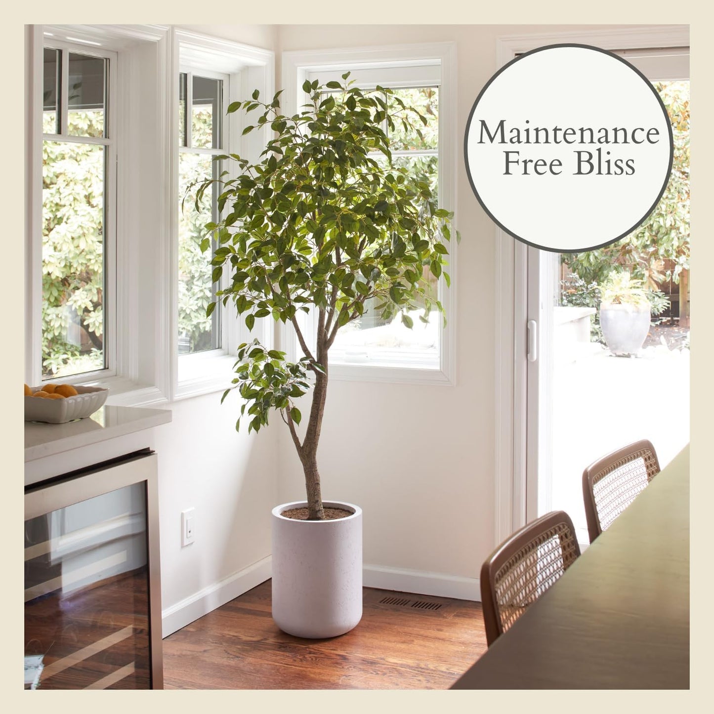 CG Hunter Faux Ficus Tree, Premium Artificial Indoor Plant Stands 6.5’
