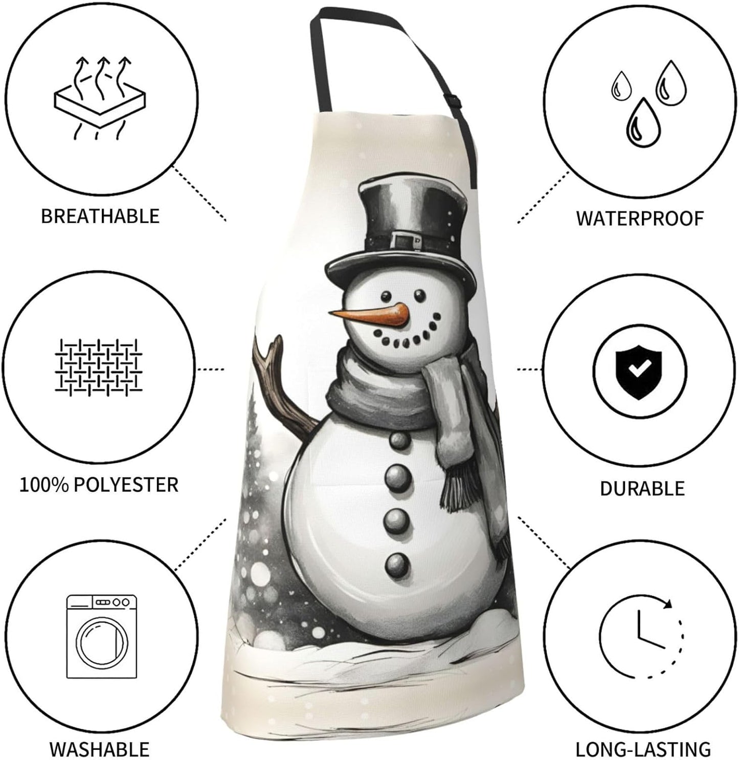 christmas snowman 1 Print 28x33 In Adult Kitchen Apron with Pockets Ve