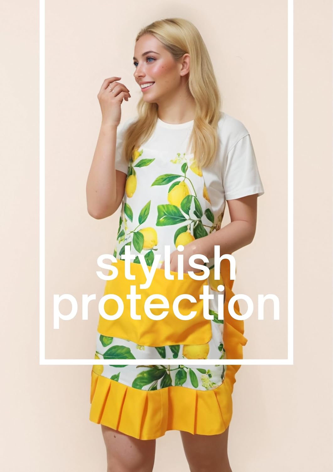 Vintage Floral Apron for Women with Functional Pockets Adjustable Neck