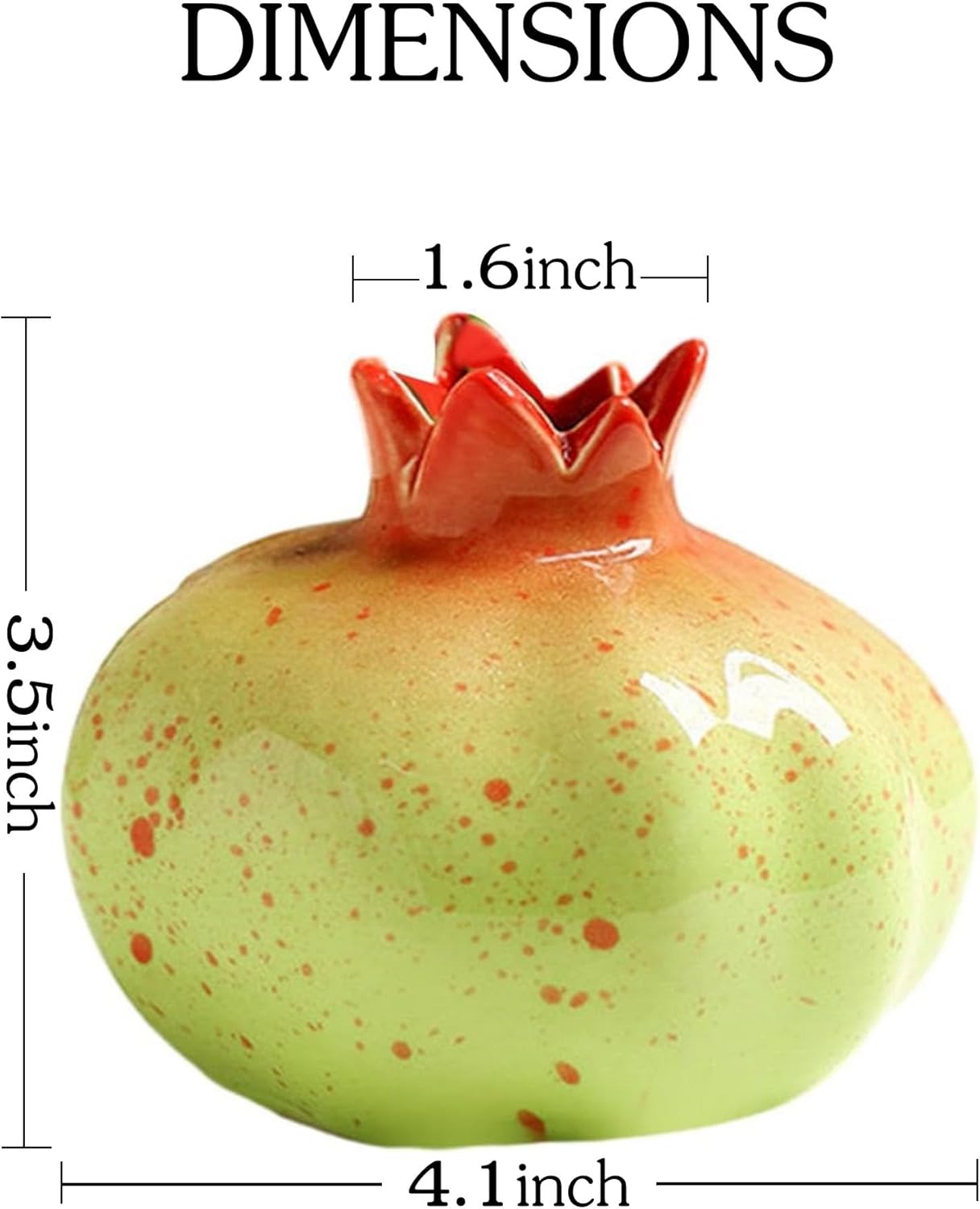 Cute Ceramic Fruit Vase, Ceramic Pomegranate Hydroponics Plants Vase, Handcrafted Small Planter Pot, Dried Flowers vase Container, Green 4.1'' x 3.5''