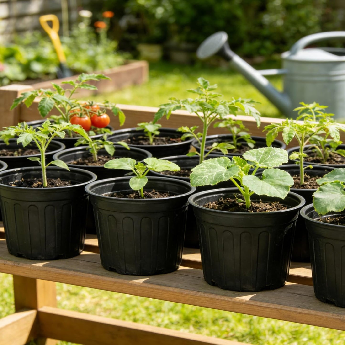 24-Pack 3 Gallon Flexible Plastic Plant Pots with 30Pcs Plant Labels,T