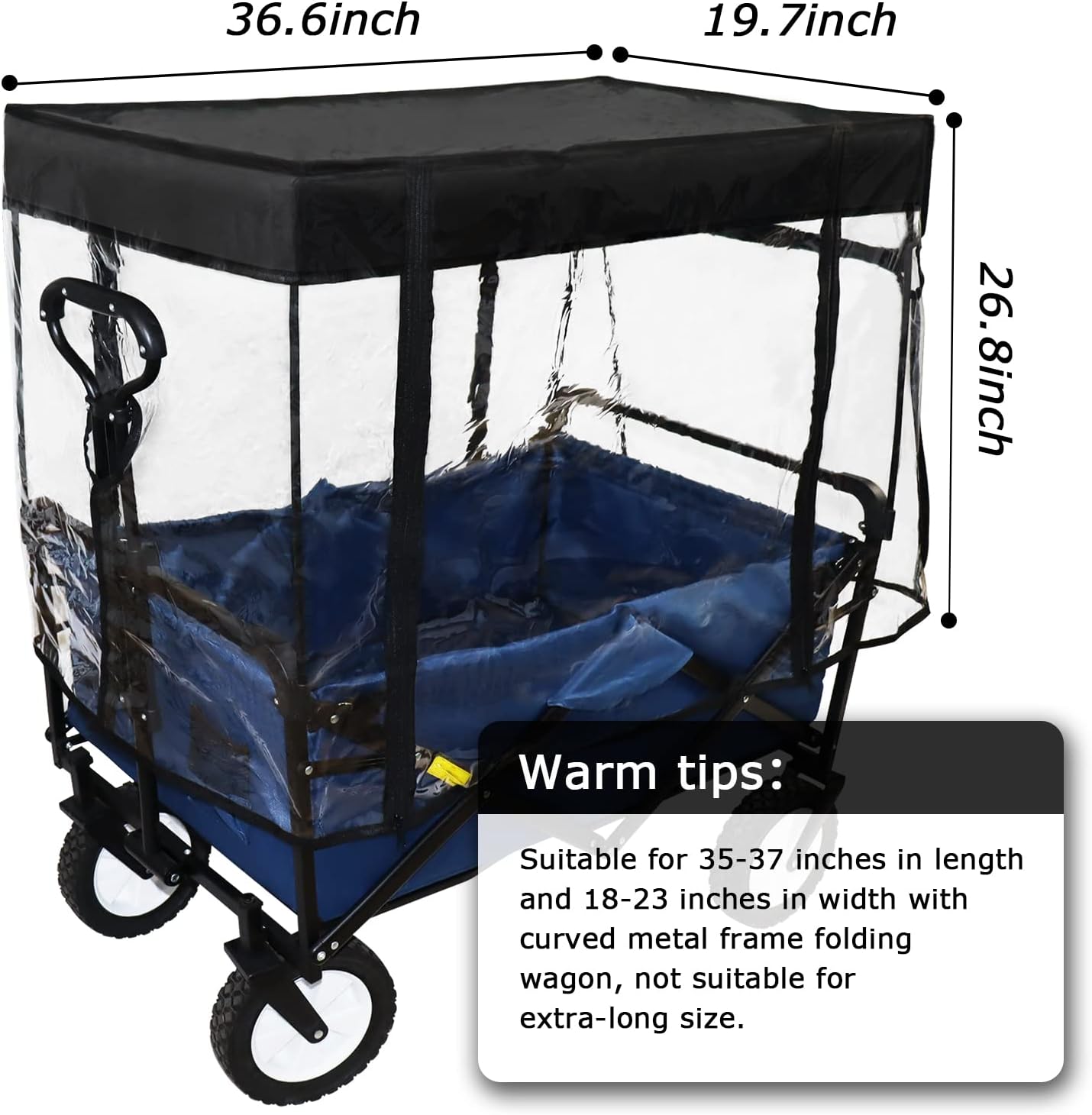 Rain Cover for Wagon, Push-Pull Rain Cover, Folding Caravan Canopy Accessories Suitable for Outdoor Camping Picnic Waterproof Transparent EVA Cover (Suitable for Half-Folded Wagon)