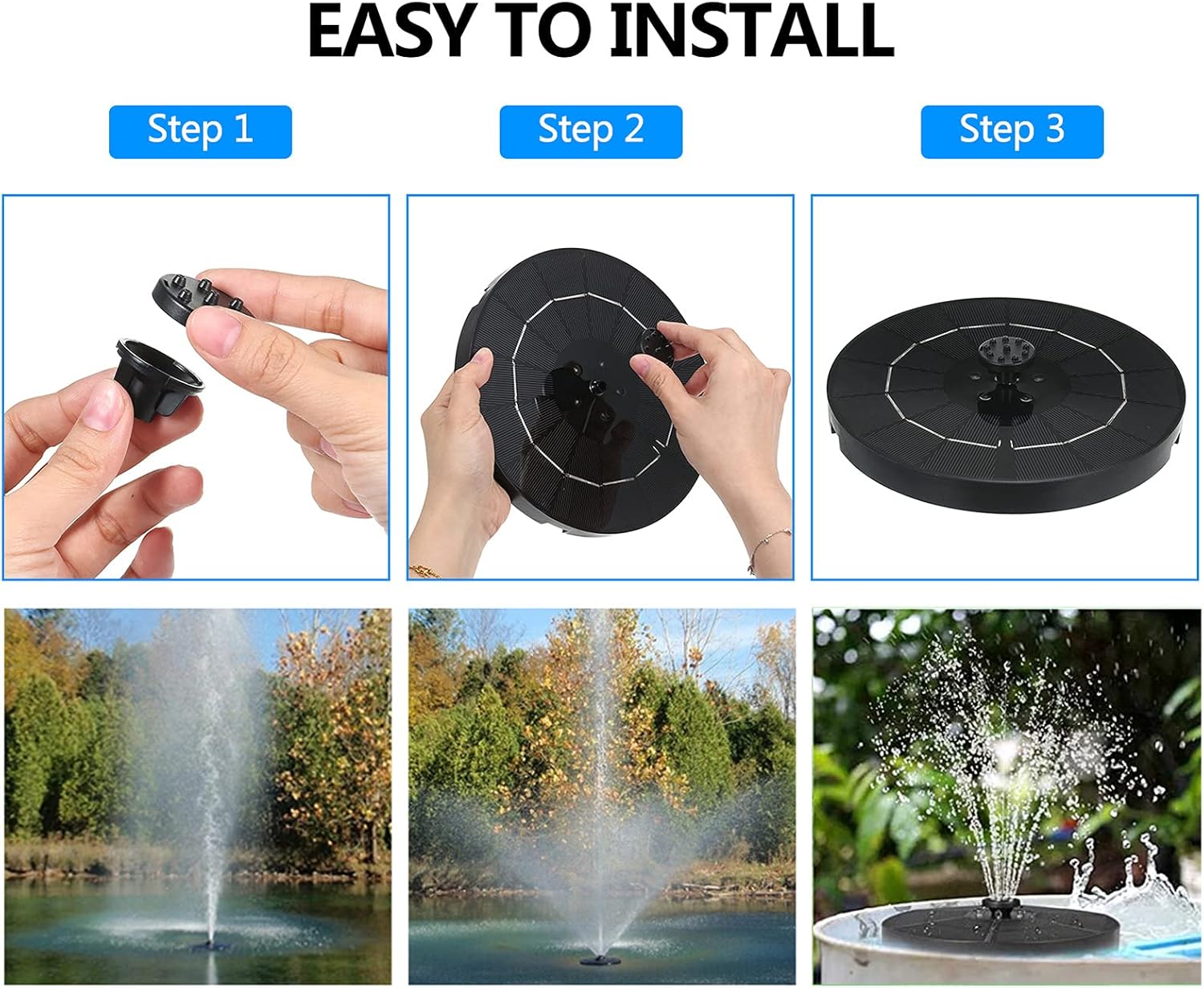 Solar Fountain with LED Lights Bird Bath Solar Water Fountain Floating