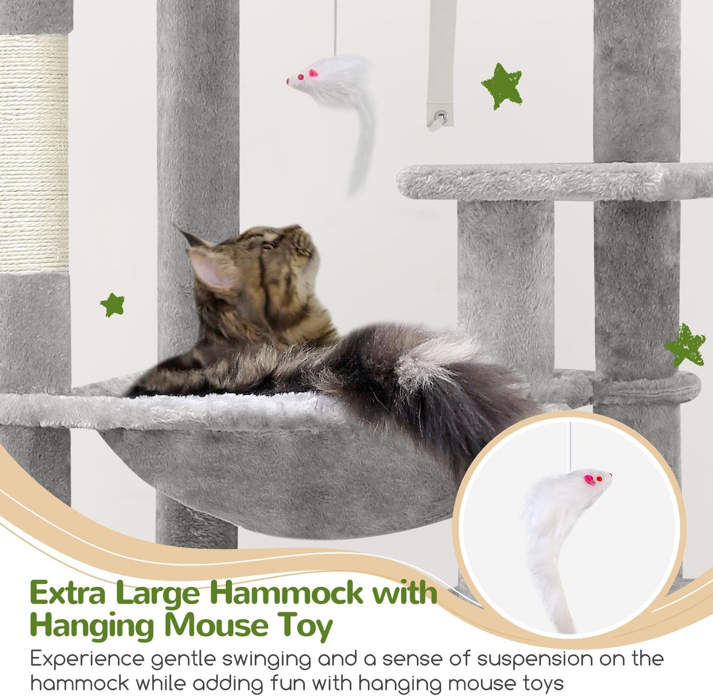 Globlazer Heavy Duty Cat Tree, 70 inch Sturdy Cat Tree for Indoor Cats