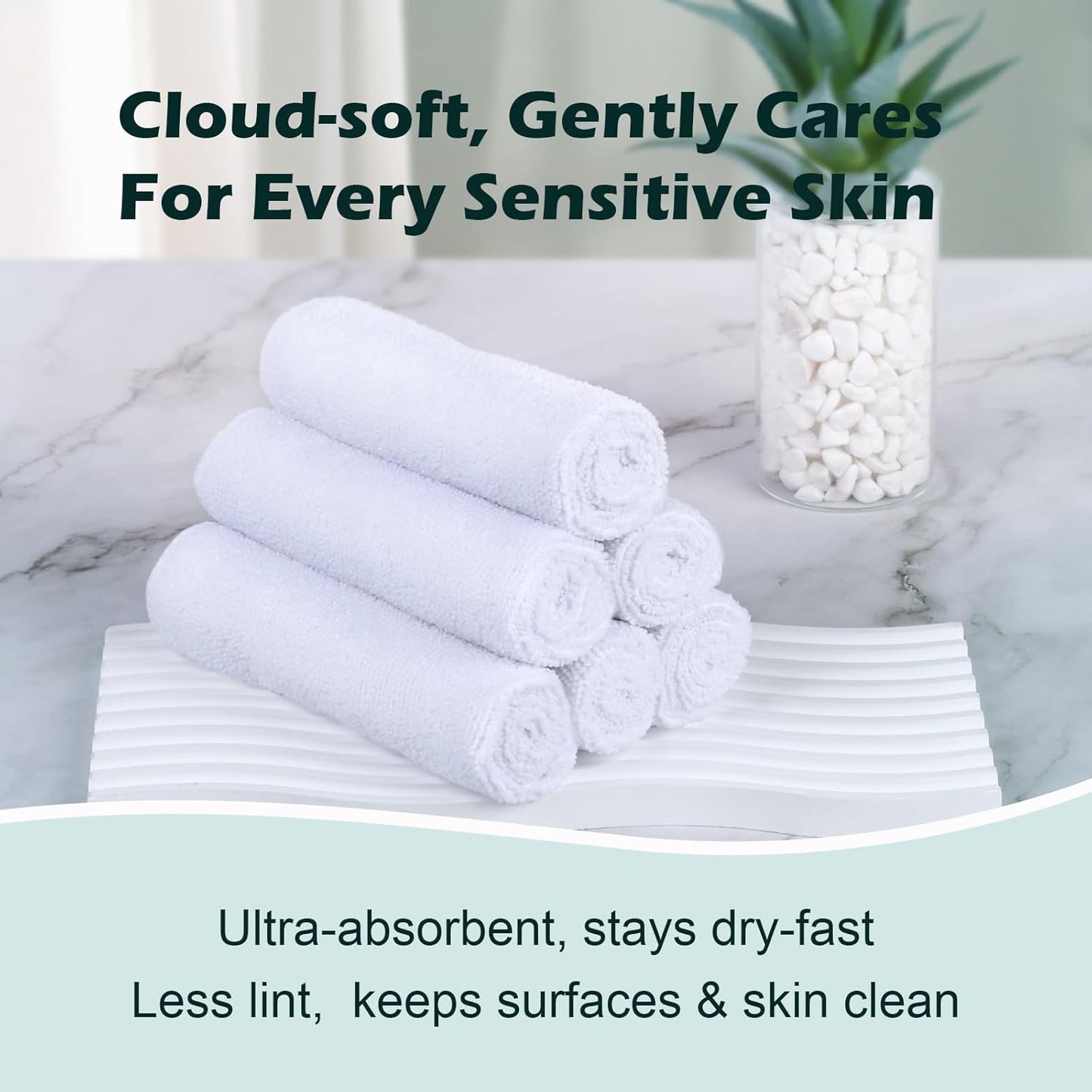 White Washcloths 15 Pack, Highly Absorbent & Quick Drying Face Towels, Premium Quality Soft Bath Towels, Multipurpose Microfiber Wash Cloths, 12x12 inches