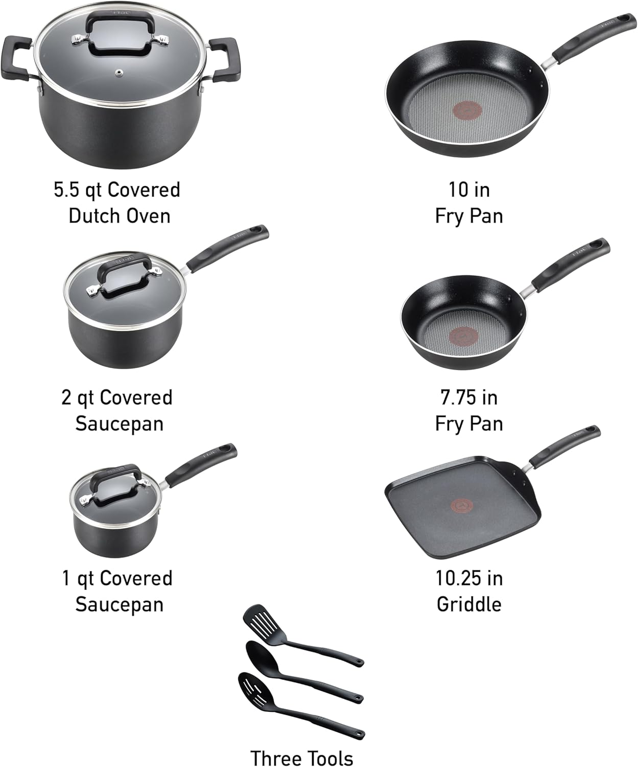 T-Fal Signature Nonstick Pots and Pans Set 12 Piece, Oven Broiler Safe