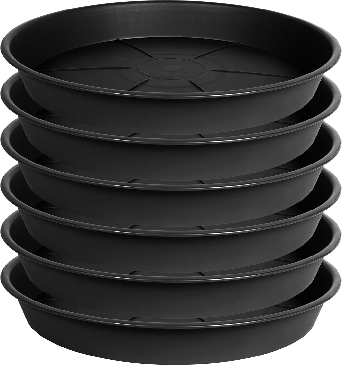 6 Pack of Plant Saucer Tray 11 12 inch, Heavy Duty Plastic Pot Plant Drip Trays Saucers for Indoors Outdoor, Plant Water Tray for Planters 11-12" (12", Black)