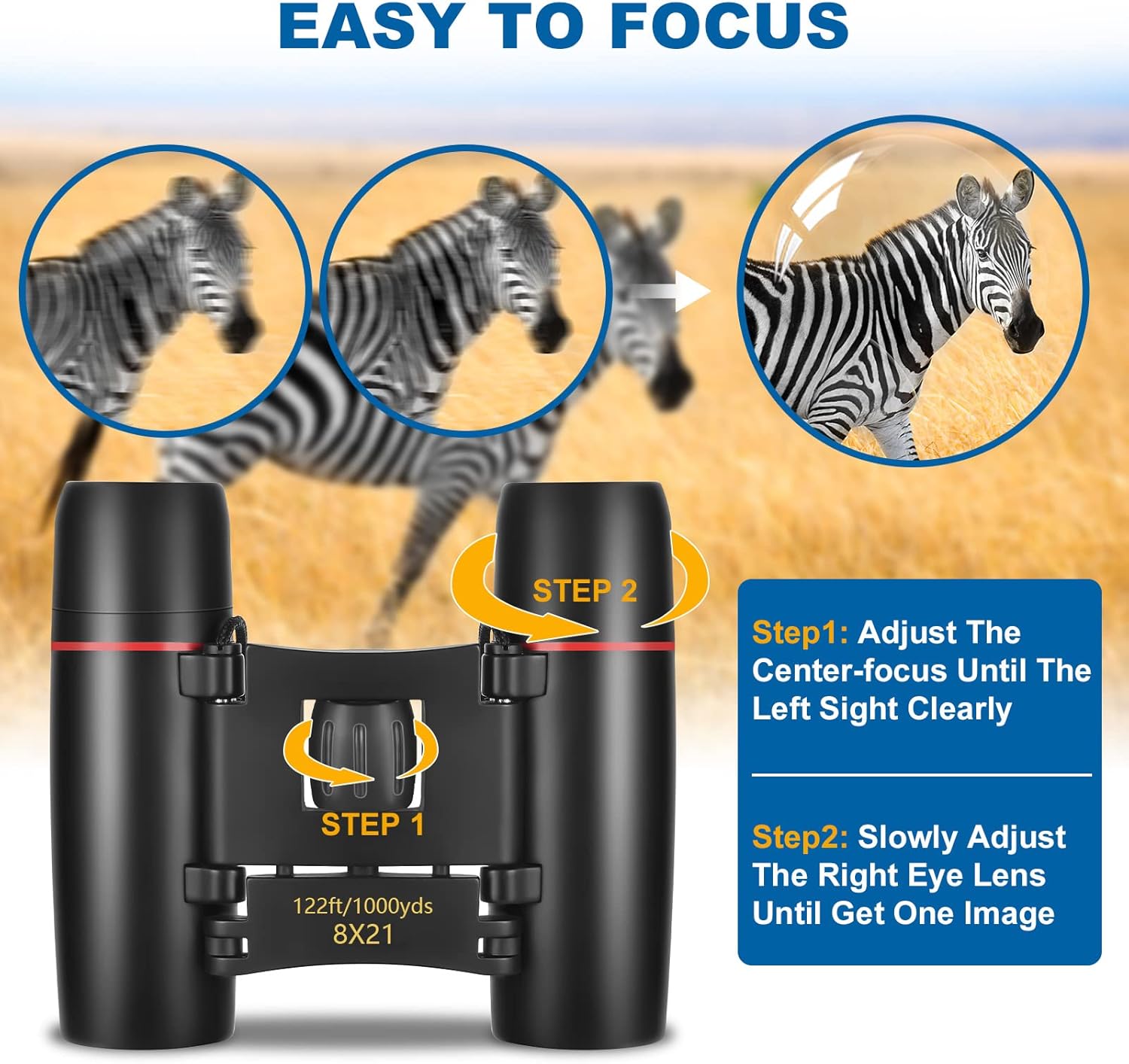 Compact Binoculars, Lightweight Foldable Small Binoculars for Adults a
