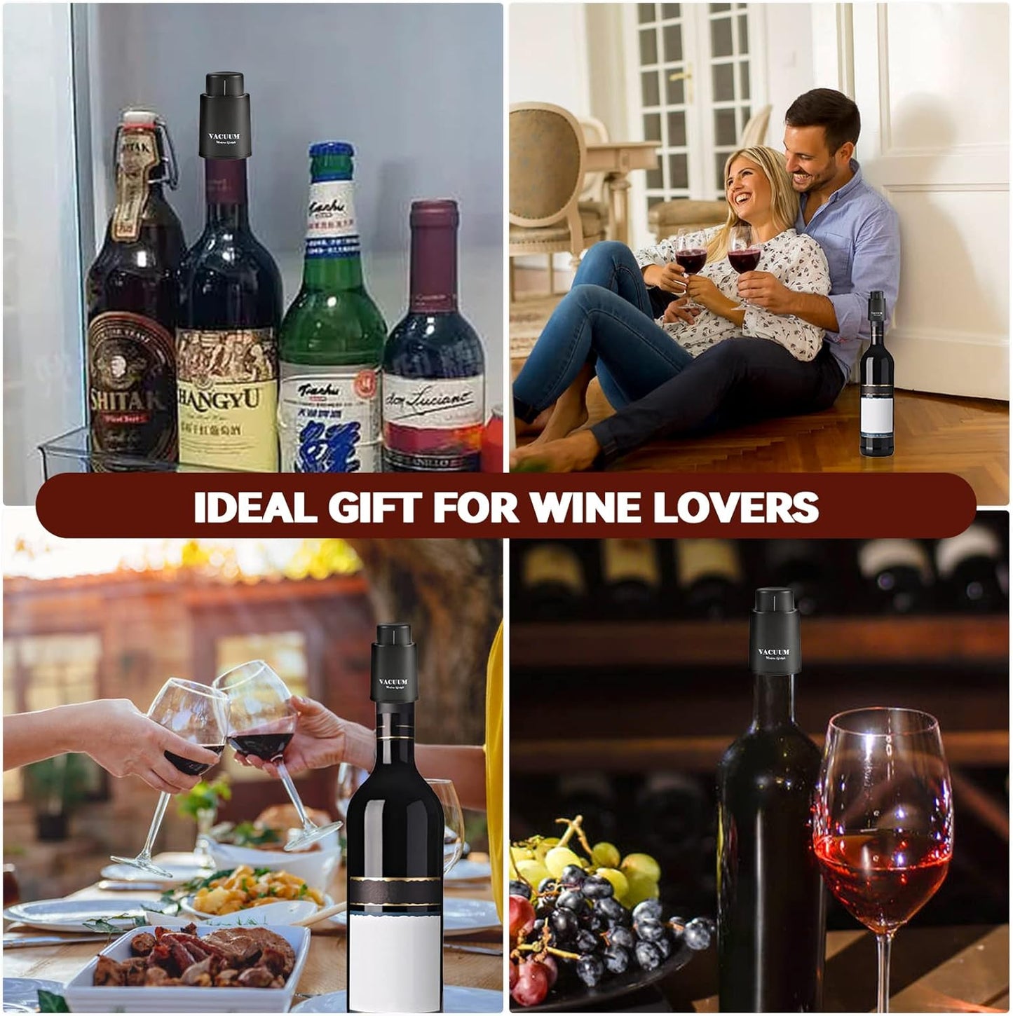 [2 PACK] Wine Bottle Stoppers,Real Vacuum Stoppers,Reusable Wine Prese