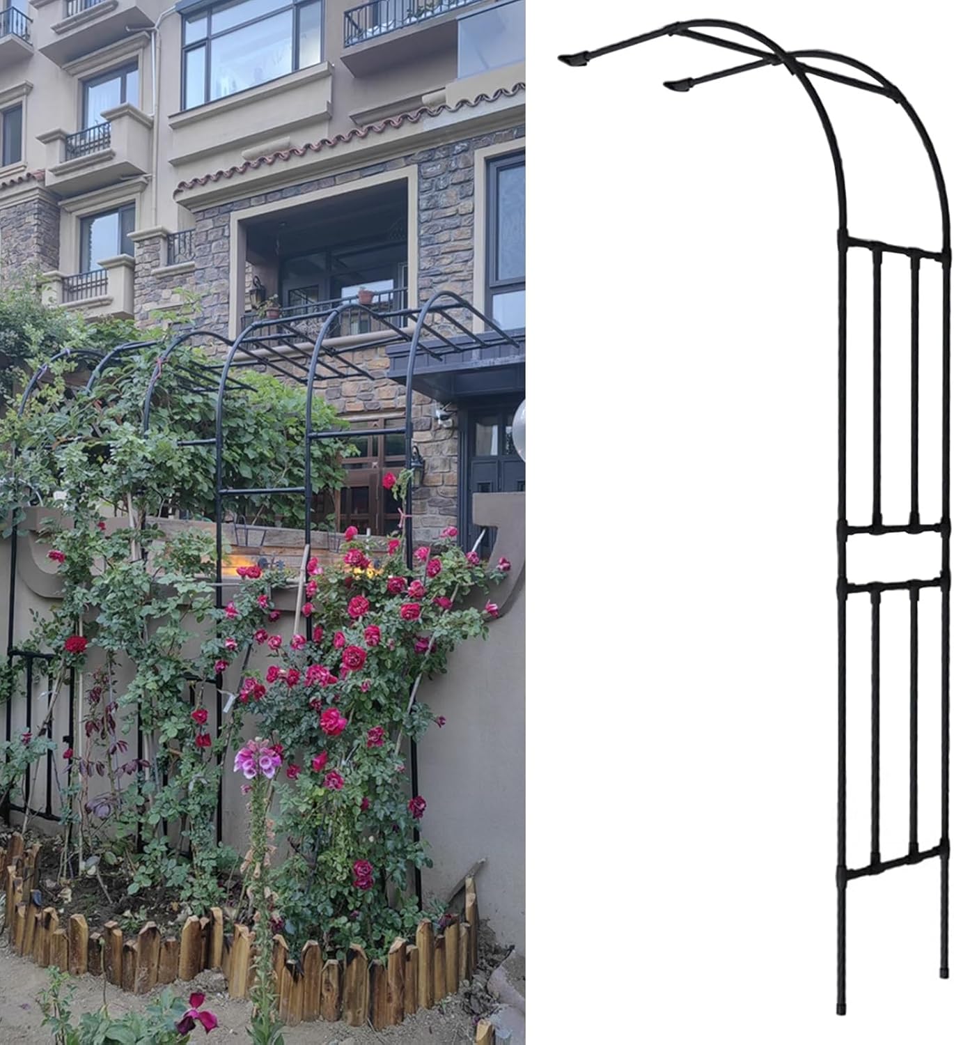 Outdoor Metal Half Arch Trellis for Climbing Plants - 4.9FT Garden Arbor Support Frame for Vines, Flowers, and Vegetables - Durable Archway Design for Enhanced Garden Ae