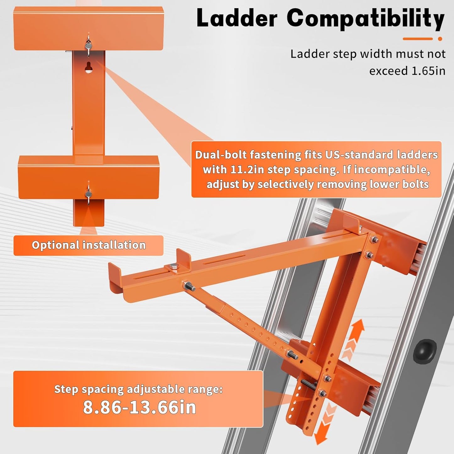 2 Pack Ladder Jacks for Scaffolding Platform Heavy Duty Steel Ladder J