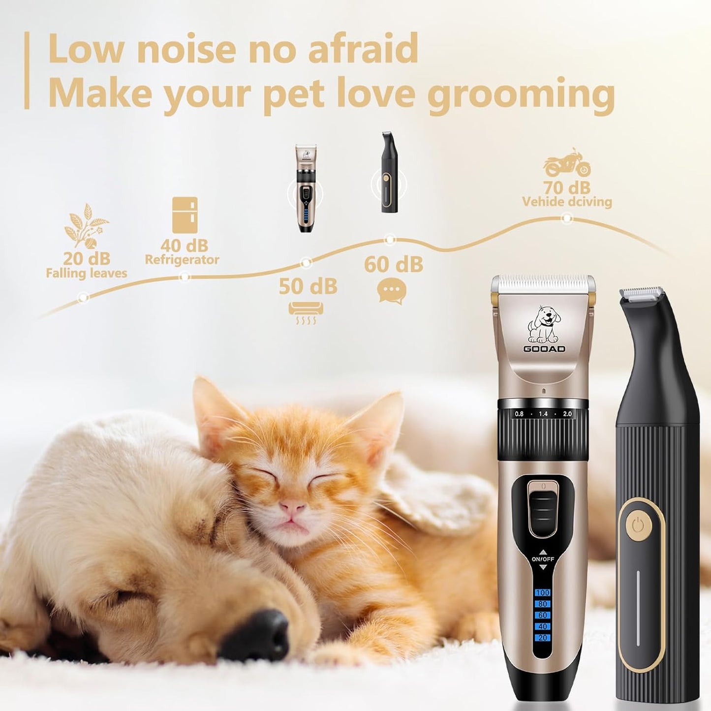 Dog Clippers for Grooming for Heavy Thick Hair&Coats,Low Noise Hair Tr