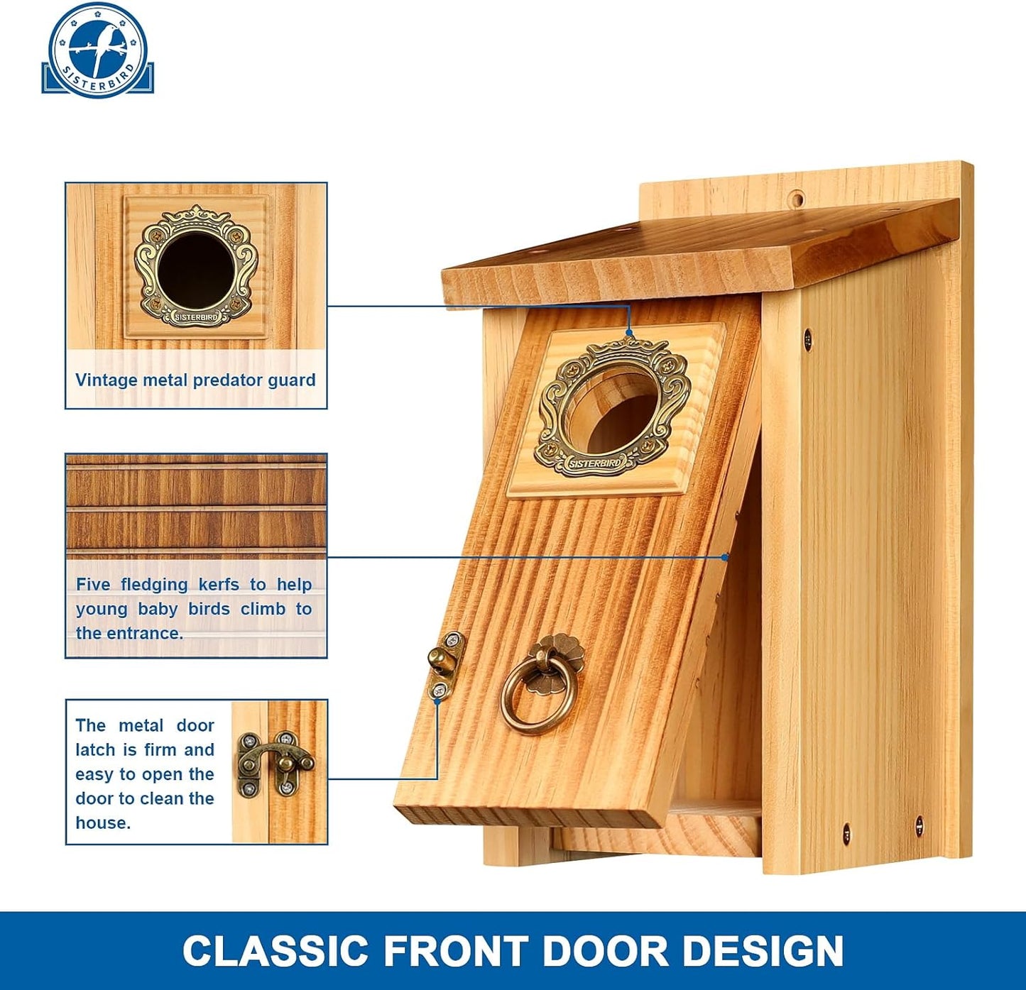 Premium Pack of 2 Bluebird Houses for Outside, Garden Bird Houses for Outdoor, Vintage Metal Predator Guard, Birdhouse Gift, Weatherproof Coating Bird Nesting, Assembly Required