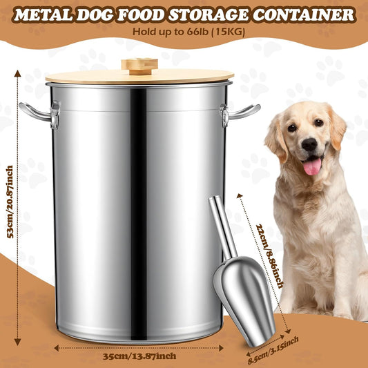 Maxdot 45 Lbs Stainless Steel Food Storage Container for Dog with Airt