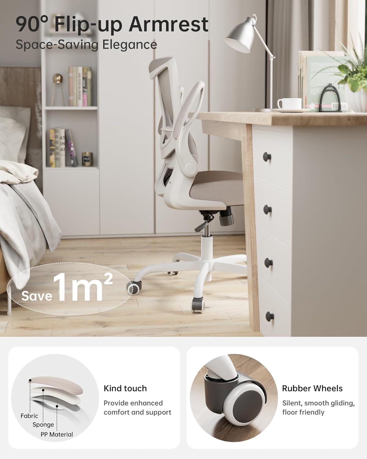 Office Chair, Ergonomic Desk Chair with Adjustable Lumbar Support and 