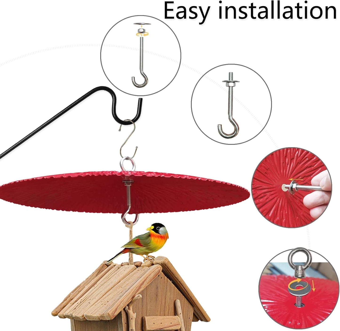13" Bird Feeder Baffle, Metal Hummingbird Feeder Rain Guard, Metal Hanging Baffle Weather Guard Cover for Outside