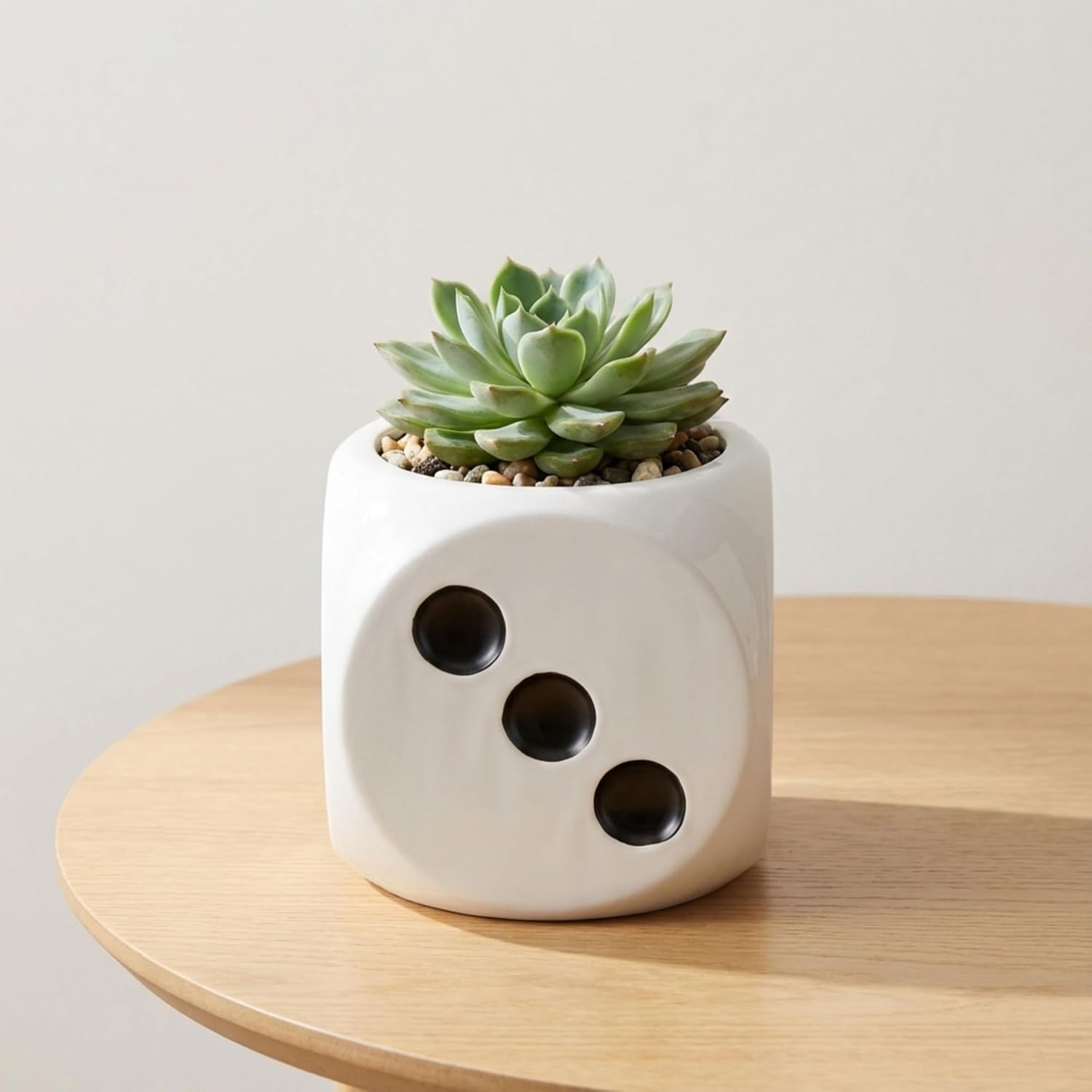 Sagebrook Home 6" Dice Planter, White/Black